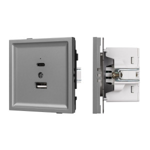 Механизм USB розетки Arlight SCT-TENDO-MUAC-PL-GR (5V, 3A, QC3) 054096