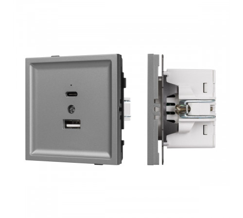 Механизм USB розетки Arlight SCT-TENDO-MUAC-PL-GR (5V, 3A, QC3) 054096