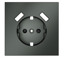 Накладка для розетки с заземлением и защитными шторками, с USB A+A Voltum S70 (титан) VLS000906