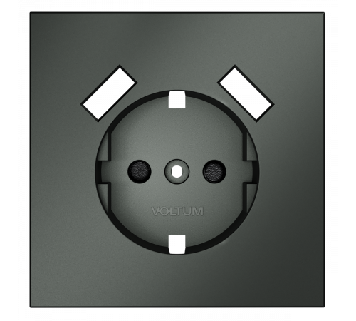 Накладка для розетки с заземлением и защитными шторками, с USB A+A Voltum S70 (титан) VLS000906