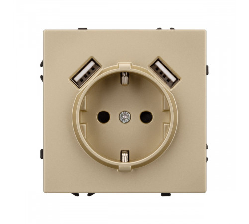 Розетка зк со шторками с USB тип А+А софт-тач золотой песок Arlight SCT-MUAA-SFPL-GD (250V, 16A) 054290(1)