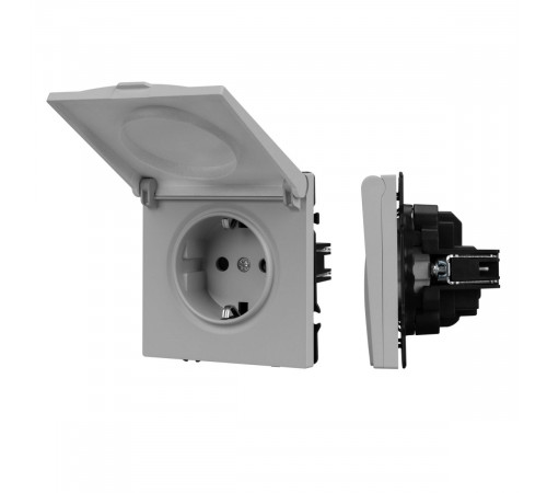 Розетка зк со шторками и крышкой софт-тач никель Arlight SCT-MCP-SFPL-IS (250V, 16A) 059441(1)