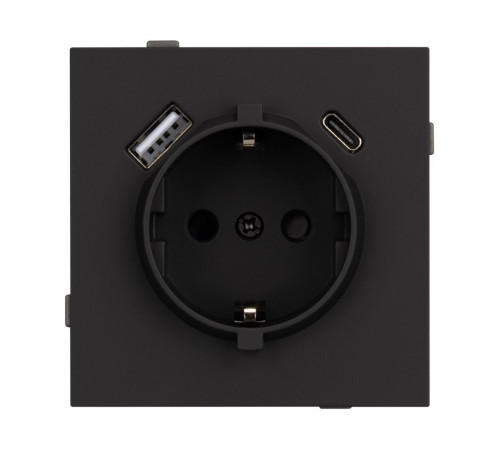 Механизм розетки с USB зарядкой Arlight SCT-TENDO-MUAC-SFPL-BK (230V, 16A) 054607