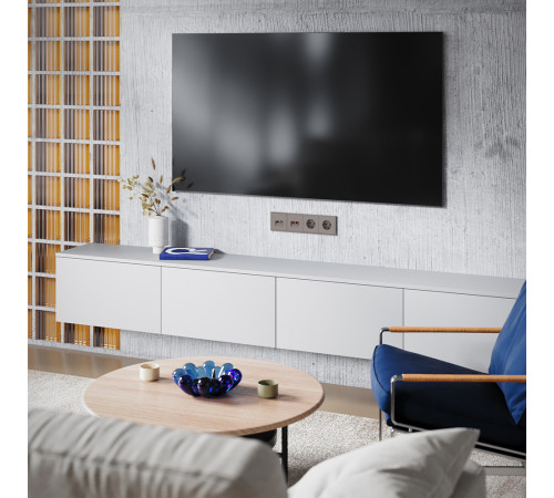 Накладка для розетки TV+RJ45 кат. 6 Voltum S70 (капучино) VLS002714