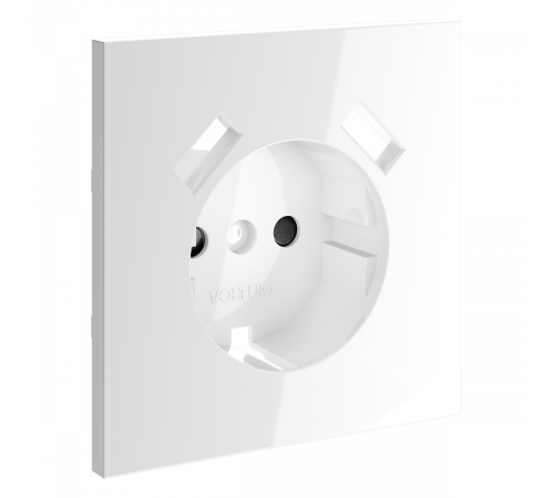 Накладка для розетки с заземлением и защитными шторками, с USB A+A Voltum S70 (белый глянцевый) VLS000901