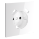 Накладка для розетки с заземлением и защитными шторками, с USB A+A Voltum S70 (белый глянцевый) VLS000901