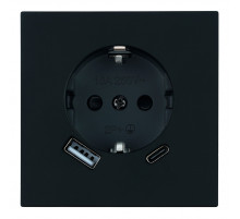 Розетка 1-местная з/ш с/з 16А + USB + Type C (механизм) Stekker Мия 250В 20W RST16-3119-05 черный бархат 50452