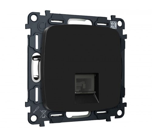 Комплект механизма компьютерной розетки Ambrella Volt RJ-45 (8P8C) CAT6A экранированной с автоматической защитной шторкой OMEGA MO812005 Черный матовый QUANT (OP8120, VM185)