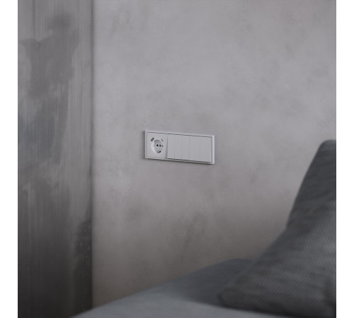 Накладка для розетки с заземлением и защитными шторками, с USB A+C Voltum S70 (серый) VLS001016