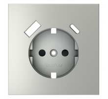 Накладка для розетки с заземлением и защитными шторками, с USB A+C Voltum S70 (сталь) VLS001005