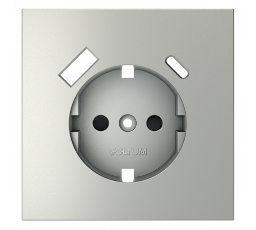 Накладка для розетки с заземлением и защитными шторками, с USB A+C Voltum S70 (сталь) VLS001005
