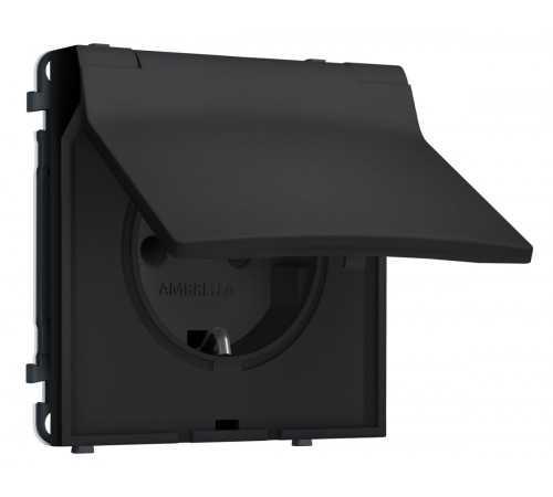Комплект механизма электрической розетки SIGMA Черный Мягкое касание 50Hz 2P+E с/з с/ш и крышкой IP44 16A-250V QUANT PRO Ambrella Volt MS988010 (SP9880, PR141)