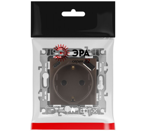 Розетка со шторками с USB type-A+C Эра 12-4108-13 Б0067757 Розетка со шторками с USB type-A+C Эра 12-4108-13 Б0067757
