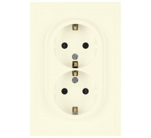 Розетка Эра Galaxy 15-2105-02 с заземлением двойная 2X2P+E Schuko со шторками IP20 16А-250В слоновая кость Б0070699
