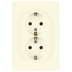 Розетка Эра Galaxy 15-2105-02 с заземлением двойная 2X2P+E Schuko со шторками IP20 16А-250В слоновая кость Б0070699