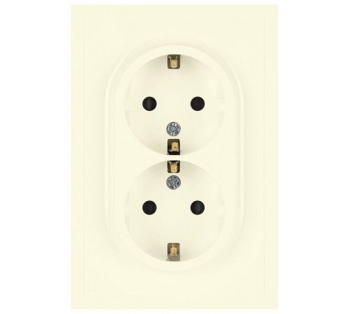 Розетка Эра Galaxy 15-2105-02 с заземлением двойная 2X2P+E Schuko со шторками IP20 16А-250В слоновая кость Б0070699