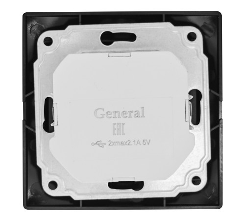 Розетка 2П+З с защ. шт. 16А 250В + USB порт Tape-A 2,1А 5В IP20, черная 