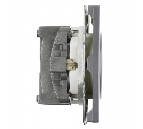 Розетка 1-местная с з/ш с/з (механизм) СЗК Stekker Эмили 250В 16А RST16-5110-10ZK платиново-серый soft touch 50243