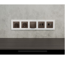 Комплект механизма электрической розетки 2USB С+C 20W с/з на винтовых зажимах 16A-250V Alfa Темная бронза матовый Quant Ambrella Volt MA640510 (AP6405, VM165)