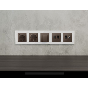 Комплект механизма электрической розетки 2USB С+C 20W с/з на винтовых зажимах 16A-250V Alfa Темная бронза матовый Quant Ambrella Volt MA640510 (AP6405, VM165)