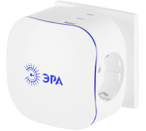 Разветвитель электрический ЭРА SP-3e-3USBAC-W на 3 розетки + 3 USB A+C с заземлением со шторками 16А белый Б0069081