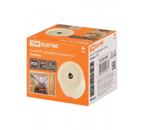 Розетка TV проходная сл. кость Болонь TDM Electric SQ1820-0354