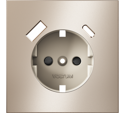 Накладка для розетки с заземлением и защитными шторками с USB A+C S70 Metal (платина) Voltum VLSM001010