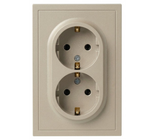 Розетка Эра Galaxy 15-2105-04 с заземлением двойная 2X2P+E Schuko со шторками IP20 16А-250В шампань Б0070703