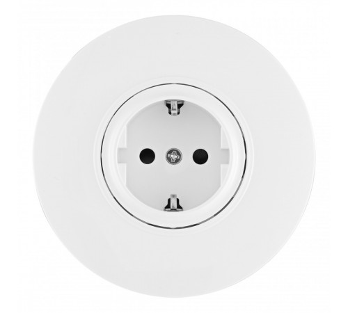Розетка круглая с/з и шторками и рамкой Arte Milano SET08-1-40-1 white