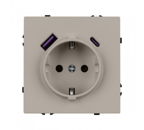 Розетка зк со шторками с USB тип А+С софт-тач кашемир Arlight SCT-MUAC-SFPL-CA (250V, 16A) 059444(1)