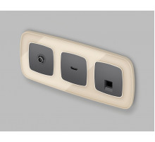 Комплект механизма компьютерной розетки Ambrella Volt RJ-45 (8P8C) CAT6A экранированной с автоматической защитной шторкой OMEGA MO662005 Антрацит серый QUANT (OP6620, VM185)