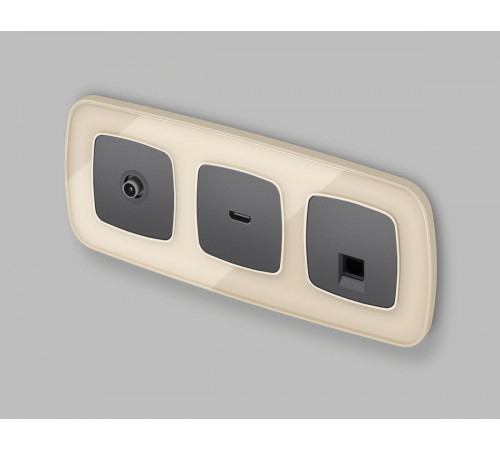 Комплект механизма компьютерной розетки Ambrella Volt RJ-45 (8P8C) CAT6A экранированной с автоматической защитной шторкой OMEGA MO662005 Антрацит серый QUANT (OP6620, VM185)