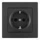 Комплект розетки с/з и шторками и рамкой Arte Milano SET06-1-40-1 black