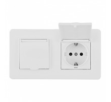 Розетка двойная (двухпостовая) с/з и шторками Arte Milano SET16-2-41-1x2 white