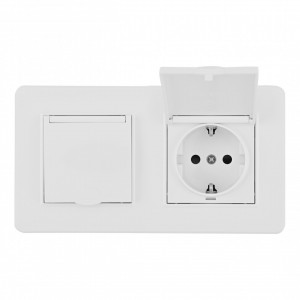 Розетка двойная (двухпостовая) с/з и шторками Arte Milano SET16-2-41-1x2 white