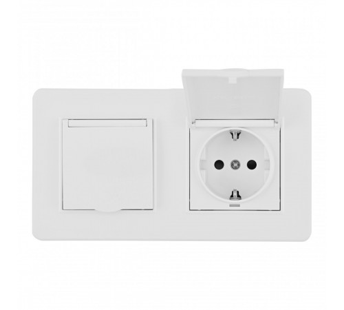 Розетка двойная (двухпостовая) с/з и шторками Arte Milano SET16-2-41-1x2 white