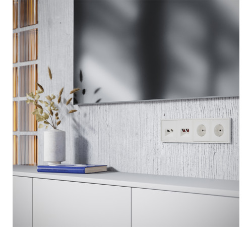 Накладка для розетки TV+RJ45 кат. 6 Voltum S70 (хлопок) VLS002713