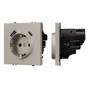 Механизм розетки с USB зарядкой Arlight  SCT-NOBE-MUAC-SFPL-CA (230V, 16A) 059444