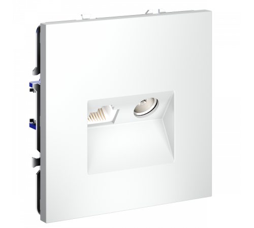 Розетка телевизионная встраиваемая Voltum S70 TV+RJ45 кат. 6, (белый матовый) VLS060702