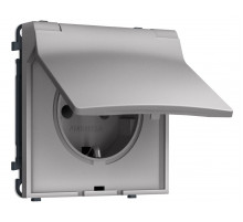 Комплект механизма электрической розетки SIGMA Сталь матовый 50Hz 2P+E с/з с/ш и крышкой IP44 16A-250V QUANT PRO Ambrella Volt MS508010 (SP5080, PR141)