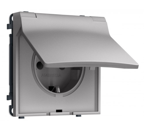 Комплект механизма электрической розетки SIGMA Сталь матовый 50Hz 2P+E с/з с/ш и крышкой IP44 16A-250V QUANT PRO Ambrella Volt MS508010 (SP5080, PR141)