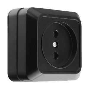 Розетка 2П открытой установки IP20 10А 250В (керамика) черная  General Альфа 477054