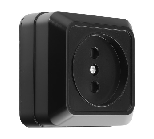 Розетка 2П открытой установки IP20 10А 250В (керамика) черная  General Альфа 477054