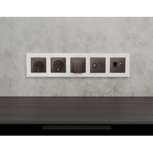 Комплект мех-ма розетки компьютерной + TV оконечной RJ-45 с автоматической защитной шторкой Alfa Темная бронза матовый Ambrella Volt MA642510 (AP6425, VM195)