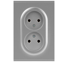 Розетка Эра Arktik 16-2107-03 без заземления двойная 2X2P 16А-250В алюминий Б0071683