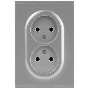 Розетка Эра Arktik 16-2107-03 без заземления двойная 2X2P 16А-250В алюминий Б0071683