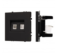 Розетка компьютерная двойная софт-тач черный оникс Arlight SCT-MPC2-SFPL-BK (2хRJ-45, CAT6) 054313(1)