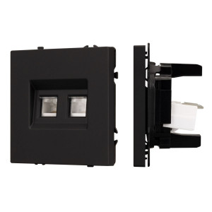 Розетка компьютерная двойная софт-тач черный оникс Arlight SCT-MPC2-SFPL-BK (2хRJ-45, CAT6) 054313(1)