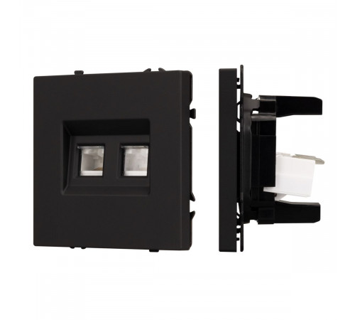 Розетка компьютерная двойная софт-тач черный оникс Arlight SCT-MPC2-SFPL-BK (2хRJ-45, CAT6) 054313(1)