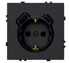 Розетка 1-местная з/ш с/з 16А + USB + Type C (механизм) Stekker Эмили 250В 20W черный уголь soft-touch RST16-5119-05